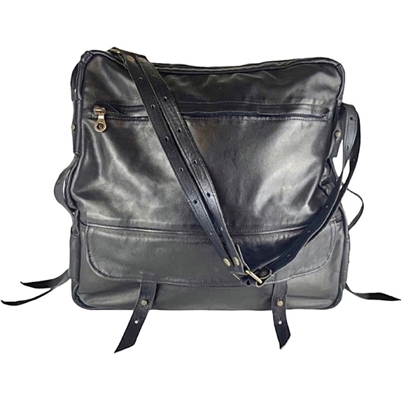 Large Leather Jas M.B. London Black Shoulder Handbag with Dustbag - Picture 3 of 16